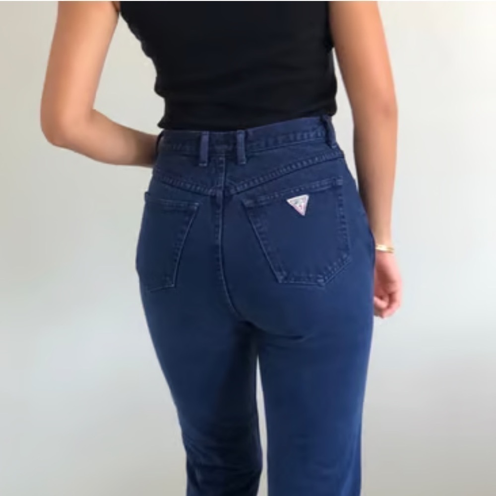 Guess Vintage 80s 90s High Waist Navy Blue Mom Jeans Sz 27